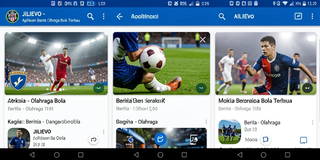 Antarmuka aplikasi JILIEVO menampilkan berita dan statistik olahraga bola.