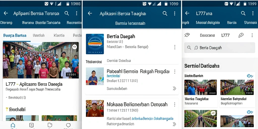Antarmuka aplikasi L777 menampilkan berita daerah terkini.