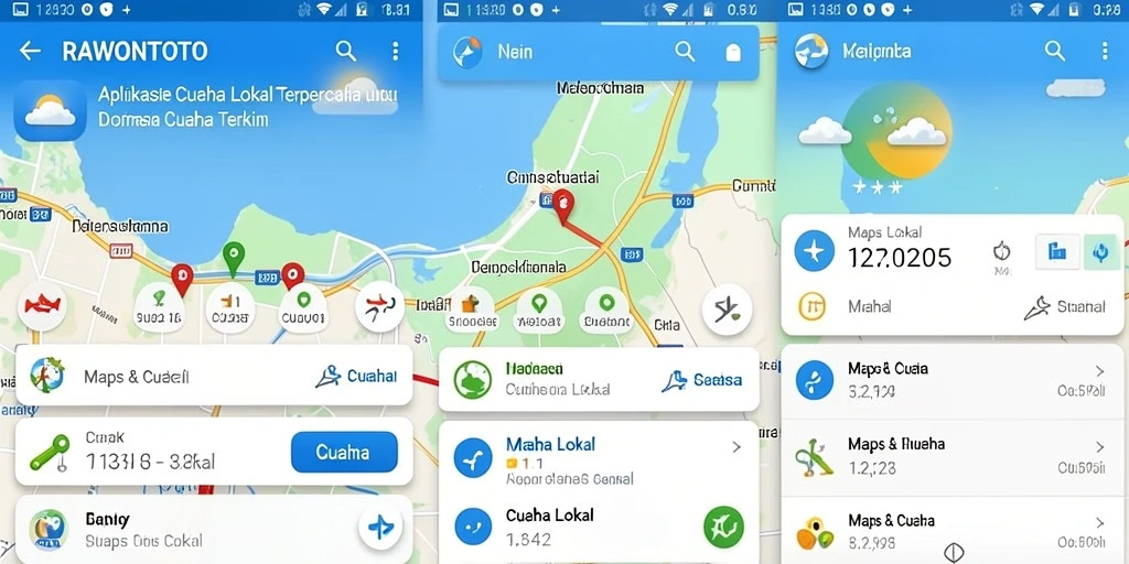 Tampilan utama RAWONTOTO dengan fitur cuaca lokal yang informatif.