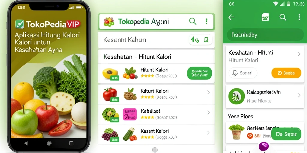 Antarmuka pengguna TOKOPEDIAVIP untuk menghitung kalori.