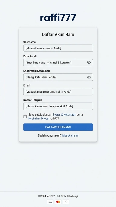 Tampilan halaman daftar raffi777